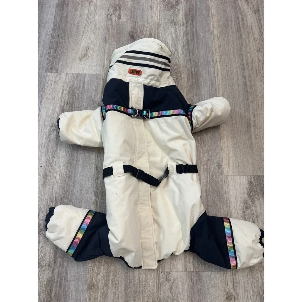 Laifug Dog Snowsuit Puffer jacket  Reflective Rainbow Trim‎
